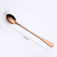 Load image into Gallery viewer, Gold Flatware Stainless Steel Spoon Cutlery Round Head Long Handle Coffee Spoon Flatware Drinking Tools Coffee Fruit Teaspoon