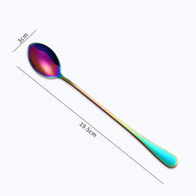 Load image into Gallery viewer, Gold Flatware Stainless Steel Spoon Cutlery Round Head Long Handle Coffee Spoon Flatware Drinking Tools Coffee Fruit Teaspoon