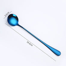 Load image into Gallery viewer, Gold Flatware Stainless Steel Spoon Cutlery Round Head Long Handle Coffee Spoon Flatware Drinking Tools Coffee Fruit Teaspoon