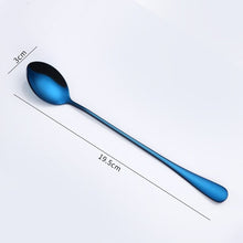 Load image into Gallery viewer, Gold Flatware Stainless Steel Spoon Cutlery Round Head Long Handle Coffee Spoon Flatware Drinking Tools Coffee Fruit Teaspoon