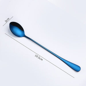 Gold Flatware Stainless Steel Spoon Cutlery Round Head Long Handle Coffee Spoon Flatware Drinking Tools Coffee Fruit Teaspoon