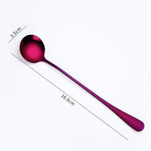 Load image into Gallery viewer, Gold Flatware Stainless Steel Spoon Cutlery Round Head Long Handle Coffee Spoon Flatware Drinking Tools Coffee Fruit Teaspoon