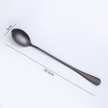 Load image into Gallery viewer, Gold Flatware Stainless Steel Spoon Cutlery Round Head Long Handle Coffee Spoon Flatware Drinking Tools Coffee Fruit Teaspoon