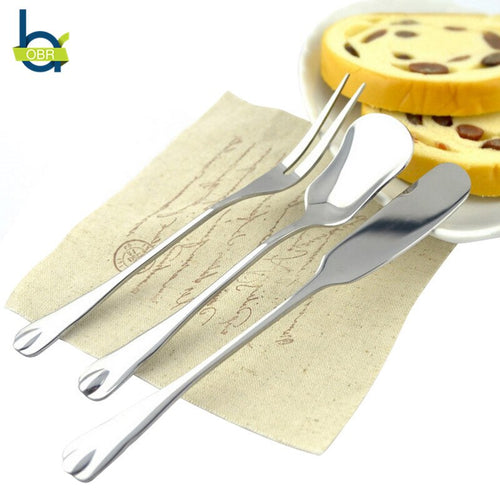 OBR Stainless Steel Butter Knife Jam Spoon Fruit Fork Cake Spoon Cheese Cream Dessert Spreaders Flatware Breakfast Tool