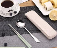 Load image into Gallery viewer, 1SET Stainless Steel Food Chopsticks Spoon Set Flatware Non-slip Chopsticks Dessert Spoons Dinnerware with Portable Box PB 007