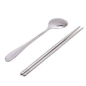 Portable Reusable Flatware Sets Spoon Chopsticks Rustproof Stainless Steel Travel Cutlery Utensils Set With Carrying Waterproof