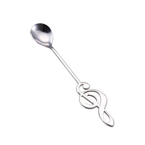 Stainless Steel Spoon Coffee Note Shape Music Theme Tea Stirring Spoon Small Ice Cream Dessert Scoop Creative Flatware