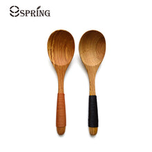 Load image into Gallery viewer, 2pcs Wooden Spoons Chestnut Wood Soup Spoon with Kinking Japan Style Large Spoon for Rice Porridge Kitchen Wood Cutlery Flatware