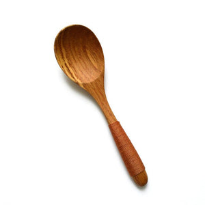 2pcs Wooden Spoons Chestnut Wood Soup Spoon with Kinking Japan Style Large Spoon for Rice Porridge Kitchen Wood Cutlery Flatware