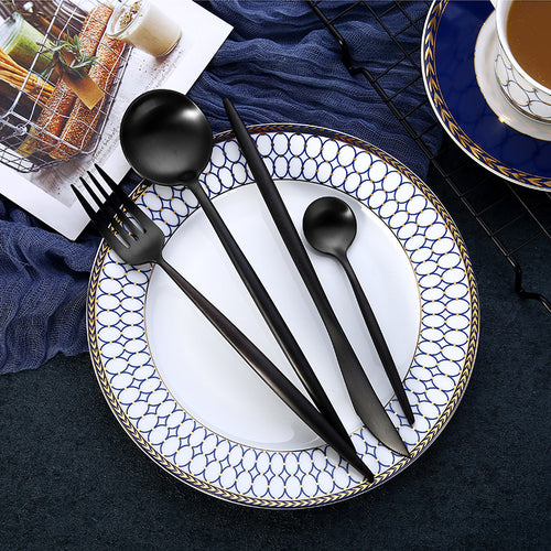 4Pcs/Set Stainless Steel Flatware Cutlery Set Gold Rainbow Black Dinnerware Tableware Fork Knife Coffee Spoon Drop Shipping