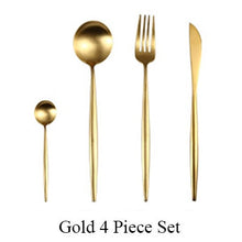 Load image into Gallery viewer, 4Pcs/Set Stainless Steel Flatware Cutlery Set Gold Rainbow Black Dinnerware Tableware Fork Knife Coffee Spoon Drop Shipping