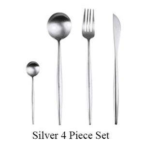 4Pcs/Set Stainless Steel Flatware Cutlery Set Gold Rainbow Black Dinnerware Tableware Fork Knife Coffee Spoon Drop Shipping