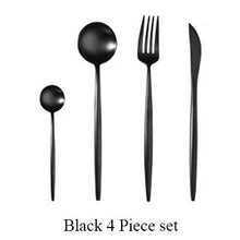 Load image into Gallery viewer, 4Pcs/Set Stainless Steel Flatware Cutlery Set Gold Rainbow Black Dinnerware Tableware Fork Knife Coffee Spoon Drop Shipping