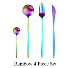 Load image into Gallery viewer, 4Pcs/Set Stainless Steel Flatware Cutlery Set Gold Rainbow Black Dinnerware Tableware Fork Knife Coffee Spoon Drop Shipping