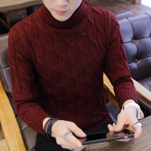 Load image into Gallery viewer, Loldeal turtleneck white men Sweater Pullover Slim Warm Solid High Lapel Jacquard Hedging British Men&#39;s Clothing Mens Turtleneck