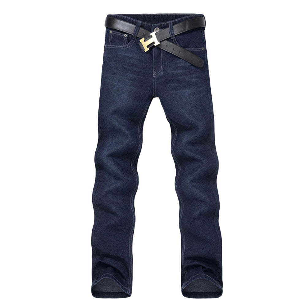 Classic Men Casual Mid-Rise Straight Denim Jeans Long Pants Comfortable Trousers