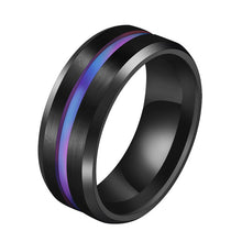 Load image into Gallery viewer, Letdiffery Hot Sale Groove Rings Black Blu Stainless Steel Midi Rings For Men Charm Male Jewelry Dropshipping