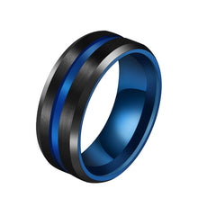 Load image into Gallery viewer, Letdiffery Hot Sale Groove Rings Black Blu Stainless Steel Midi Rings For Men Charm Male Jewelry Dropshipping