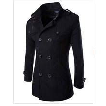 Load image into Gallery viewer, Autumn Winter Men&#39;s Jackets Fashion Casual Blend Jacket Male Woolen Coat Double Breasted Outerwear Coat Male Black 3XL