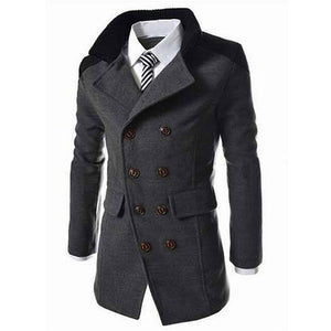 TANGEST Fashion Male Autumn Winter Coat Turn-down Collar Wool Blend Men Overcoat MWN113