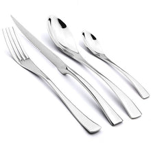 Load image into Gallery viewer, JANKNG 4-Pcs 18/10 Stainless Steel Flatware Set Black Dinnerware Steak Knife Fork Spoon Teaspoon Cutlery Food Tableware Dropship