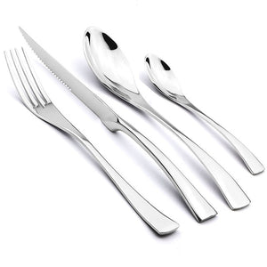 JANKNG 4-Pcs 18/10 Stainless Steel Flatware Set Black Dinnerware Steak Knife Fork Spoon Teaspoon Cutlery Food Tableware Dropship