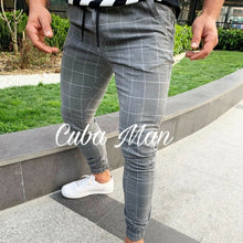 Load image into Gallery viewer, 2019 sexy high wasit spring summer fashion pocket Men&#39;s Slim Fit Plaid Straight Leg Trousers Casual Pencil Jogger Casual Pants